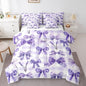 Feelyou Purple Bowknot 7 Piece Bedding Set Lavender Flower Comforter Set with Sheets for Kids Boys Girls Purple Stripe Bed in a Bag Princess Theme Bed Set Soft Lightweight
