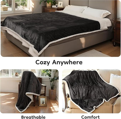 Electric Heated Blanket Twin Size - 62"x84", Soft Flannel Heating Blanket, 10 Heating Levels, 1-12 H Auto Shut Off, Breathable Warm and Washable for Bed, Dark Grey