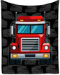 Truck Blanket, Cozy Soft Throw Gifts for Kids, Cute Black Flannel Throw Blankets for Bed Couch, 60x80 Inches