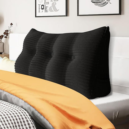 8 lbs Thickened Wedge Pillow Headboard Body Positioner Triangular Reading Pillow Bed Bolster Pillow for Sitting Up in Bed with Removable Cover, Backrest Corduroy Twin