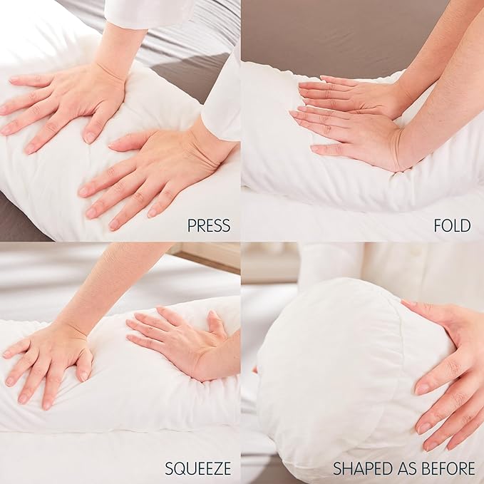 SyMax 7.8"x76" Body Pillow for King Bed, Memory Foam Bolster w/Removable Velvet Cover, Headboard Gap Filler Pillow, White