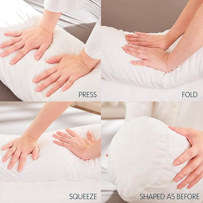 SyMax 7.8"x76" Body Pillow for King Bed, Memory Foam Bolster w/Removable Velvet Cover, Headboard Gap Filler Pillow, White