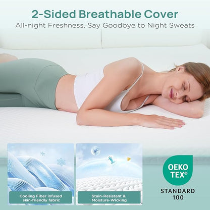 3 Inch Firm Mattress Topper Full Size, Memory Foam Bed Topper with Soft & Firm Options for Back Pain Relief, Mattress Topper with 2-Sided Cover, Ergonomic 5-Zone Design, CertiPUR Certified