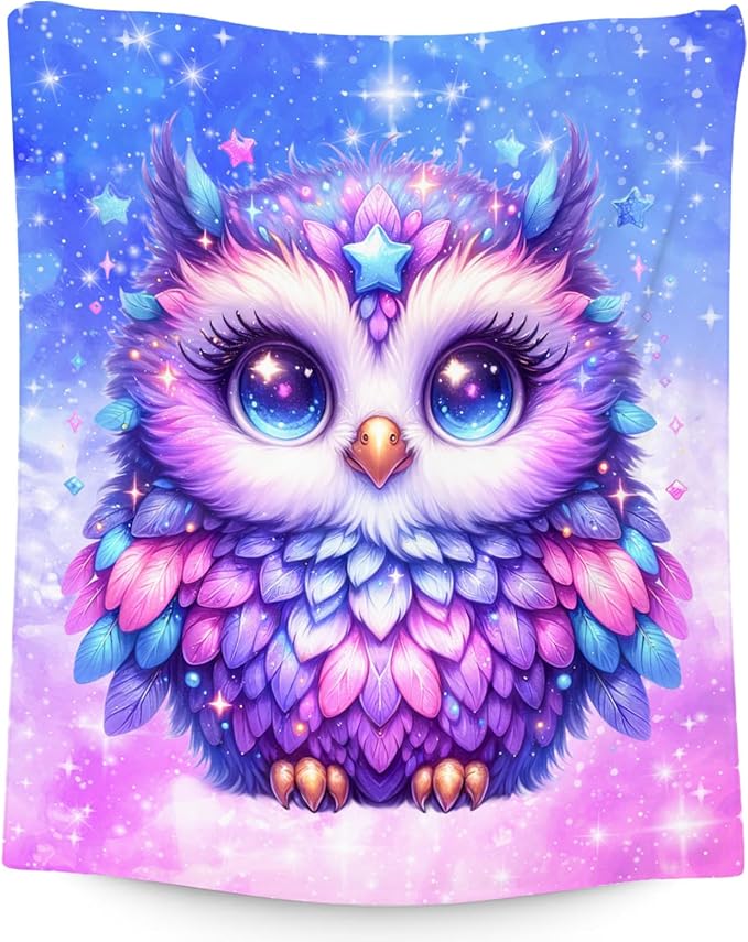 Kids Throw Blanket Owl Gifts for Girls Daughter - Soft Warm Fleece Cute Throws for Sofa Couch (50"x60")