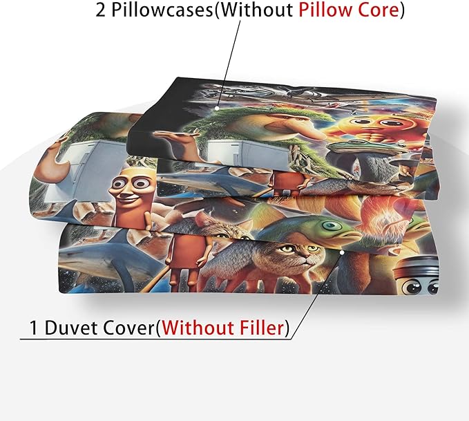 Funny Fusion Animals Bedding Set,Fusion Animals Duvet Cover Twin Full Queen King Set for Kids Boys Bed Decor Gifts (Color 1,Queen (90" x 90"))