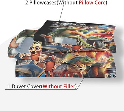 Italian Brainrot Bedding Duvet Cover Set,Funny Fusion AnimalsTwin Full Queen King Comforter Cover Bedding Set for Kids Boys Bed Decor Gifts ﻿ (Color 1,Full (80" x 90"))