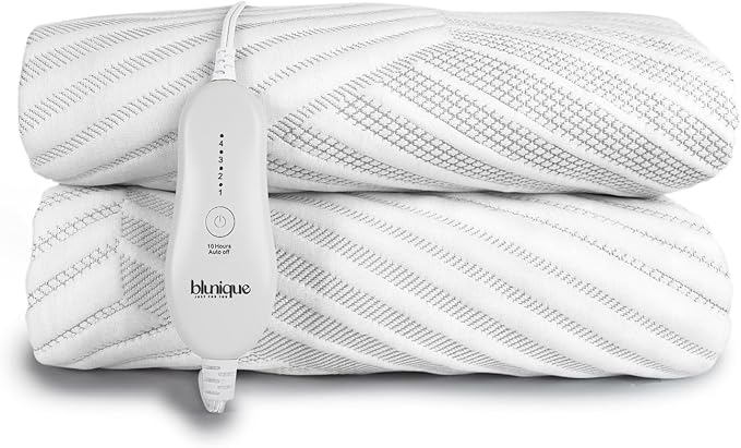 Electric Heated Mattress Pad Twin Size Single Control Bed Warmer, Deep Pocket, Side Storage Pouch for Controller, Machine Washable, 3D Air Layer Fabric, 39"x75", Grey
