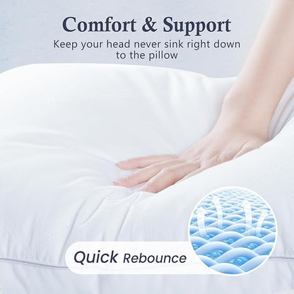 puredown® Made in USA Goose Feather Down Gusseted Pillows, 100% Cotton Cover, Pillows Standard Size Set of 2, Luxury Hotel Gusseted Bed Pillows for Sleeping