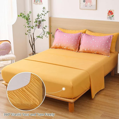 Menghomeus Girls Bed in A Bag Twin Size 5 Pieces Comforter Set for Teen Ombre Rainbow Bedding Set Dandelion Butterfly Print Kids Bedding Collections