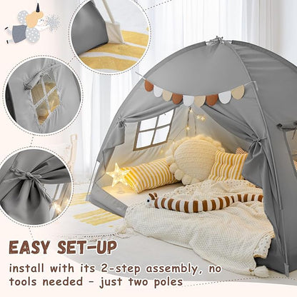 Sherilyn Bed Tent Bed Canopy Bunk Twin Size for Kids, Toddler Tent Indoor Floor Privacy Sleeping Tents Playhouse Drafty Room, Twin Bed Tents Blackout Space on Bed for Boys Girl Birthday, House Gift