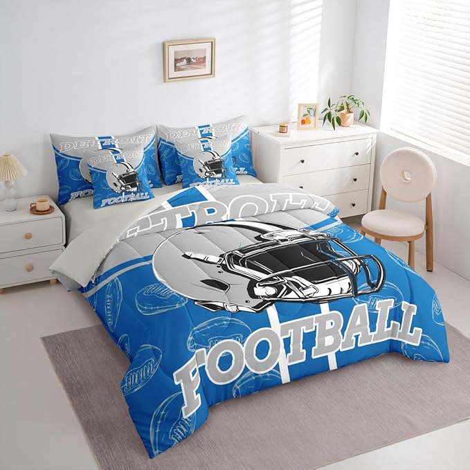 Feelyou Football Comforter Set Full Size 7 Pieces Ball Games Bedding Set for Kids Boys Girls Rugby Bed in a BagFootball Bedroom Decor Rugby Sports