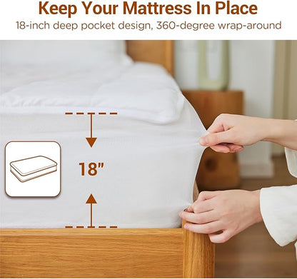 Comfytemp Heated Mattress Pad Queen - Dual Zone Control & Preheat Function, 60" x 80" Bed Warmer - 12H Timers & Heat Settings, Electric Non-Slip Mattress Cover Pad with Deep Pocket