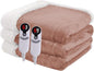 Heated Electric Blanket Queen Size 84''x90'', Dual Controller Soft Flannel with 6 Heat Settings 1-10 Hour Auto Off Large Blanket for Bed - Cozy Pink