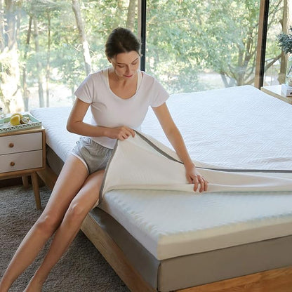 Novilla 3 Inch Foam Mattress Topper Twin, Medium Firm Memory Foam Mattress Topper, Gel Infused for Motion Isolation & Pressure Relieving, with Breathable Cover, Twin Size
