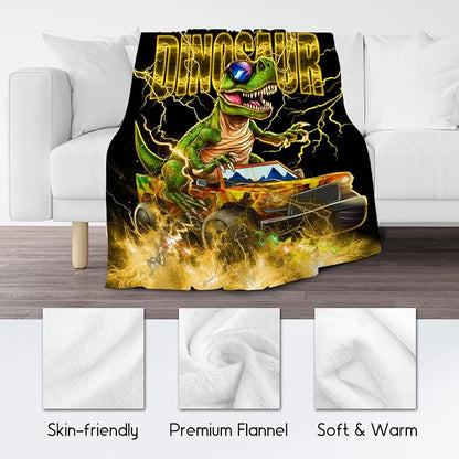 Boys Blanket Dinosaur Throw Blankets Gifts for Kids, 40"x50" Lightweight Fluffy Cozy Toddlers Throw for Son Grandson