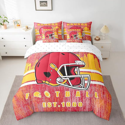 Erosebridal Classic Football Bed in A Bag Full Size Boys Girls Bedding Set Rugby Gifts for Football Fans Women Men City Ball Game Comforter Sets with Sheets Rugby Sports Bed Set Bedroom Decor