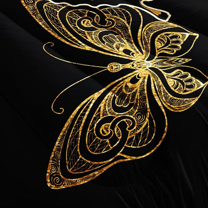 Kids Bedding Queen Size Comforter Set,Black and Gold Butterfly Bedding Comforter Sets for Boys Girls Room Decor,Animal Themed Artistic Aesthetic Bedding Sets with 2 Pillowcases.
