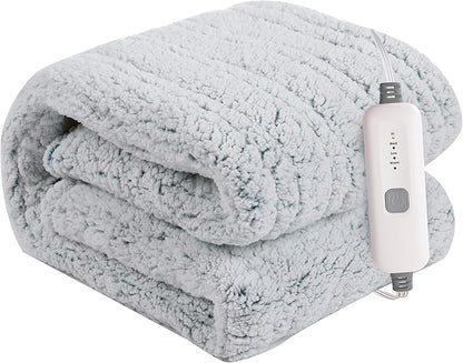 Electric Heated Blanket Sherpa 72"x84" Full Size - 4 Heat Levels, 10H Auto Shut Off, Fast Heating, Cozy and Comfortable, Warm Gifts, Machine Washable - Light Blue