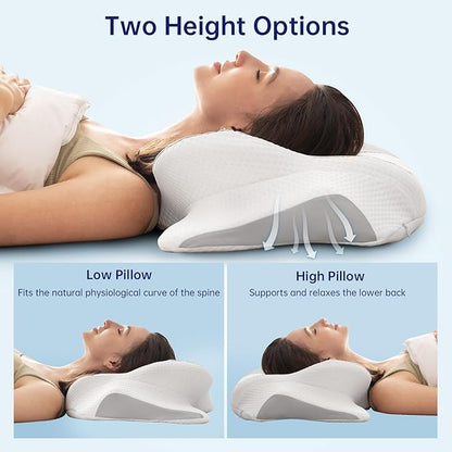 Cervical Neck Pillow, Ergonomic Memory Foam Pillow - Orthopedic Design for Side, Back, and Stomach Sleepers (Grey, 26''x15.76''x5.52'')