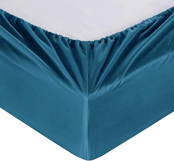 100 Supima Cotton Sheets 600 Thread Count,Bed Sheet Set Queen Sheets 4 Pieces,Soft & Silky Sateen Weave, Fits Mattress Up to 18'',Deep Pocket, Breathable & Fade Resistant (Peacock Blue, Queen)