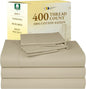 California Design Den Split King Sheets Sets for Adjustable Bed - Soft 400 Thread Count Sateen Natural 100% Cotton Sheets, Deep Pockets, Breathable, & Durable Bedding Set - Beige (Golden Tone)