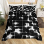 Castle Fairy Abstract Bedding Set Twin Size,3D Modern Cool Geometric Grid Square Comforter Cover Set for Kids Girls,Shiny Gray Neon Light Black Bedding Quilt Cover Set Bedroom Decor, 2 Pcs