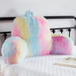 Faux Fur Backrest Pillow for Kids, Teen Reading Pillow with Arms, Fluffy Back Support Pillow for Sitting Up in Bed/Couch, Bed Wedge Pillow for Girls, Reading & Bed Rest Pillows (Pink)