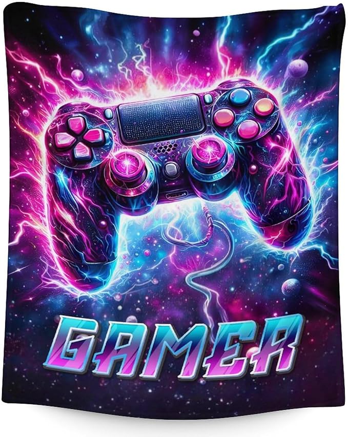Blanket for Kids - 30 x 40 Inches Gamer Gifts for Boys - Fuzzy Flannel Throws Blankets Stuff for Couch, Crib