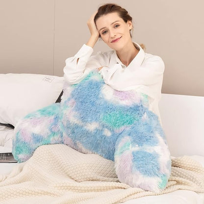 Cozy Fur Backrest Pillow with Arms, 30x17x17 Inch, Premium Filling, Great Back Support Reading Pillow for Kids, Teens & Students, Well Made Bed Pillows for Sitting Up in Bed, Nice Gift