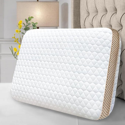 Memory Foam Pillows Standard Size 23.6" x 15.7"x 5.1", Medium Firm Pillow for Sleeping, Orthopedic Bed Pillow for All Sleepers, Ventilated Gel Foam Pillow with Washable Cover