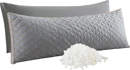 WhatsBedding Memory Foam Body Pillow for Adults, Long Pillow for Sleeping, Full Body Pillow for Bed - Dark Grey,20x54 inch