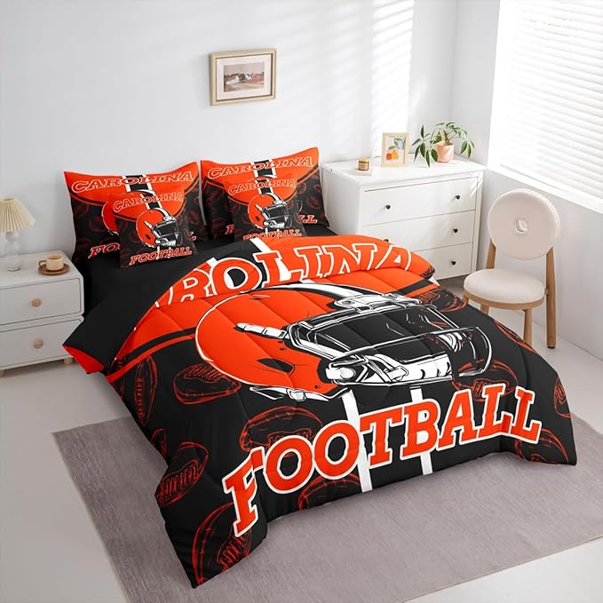 Feelyou Football Comforter Set King Size 7 Pieces Ball Games Bedding Set for Kids Boys Girls Rugby Bed in a BagFootball Bedroom Decor Rugby Sports