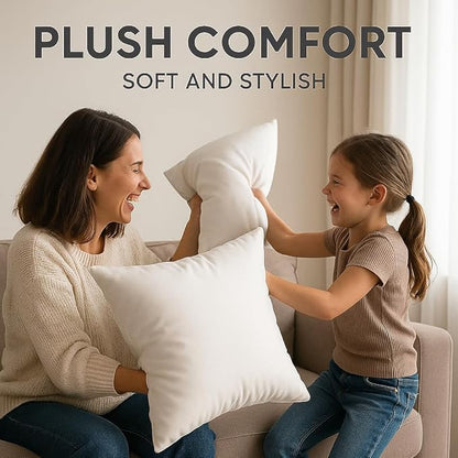 Throw Pillow Inserts (18"x18") | Set of 4 | Easy Maintenance Fluffy Inserts for Better Comfort | Polyester Gel Fibre Fill | No Feather Pokes | Machine Washable in Delicate Cycle