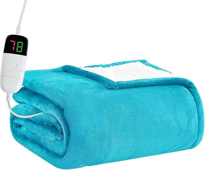 BOMOVA Heated Electric Blanket Twin - 62" x 84" Heating Blanket with 10 Heating Levels & 8 Hours Auto Off, Warm Flannel Blanket, Christmas Birthday Gifts for Women