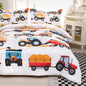 CVHOUSE Tractor Bedding Sets for Boys,Excavators Comforter Full,Boys Cartoon Truck Comforter Set,Trucks Tractors Cars Quilt Set with 1 Comforter and 2 Pillow Cases- 3 Piece