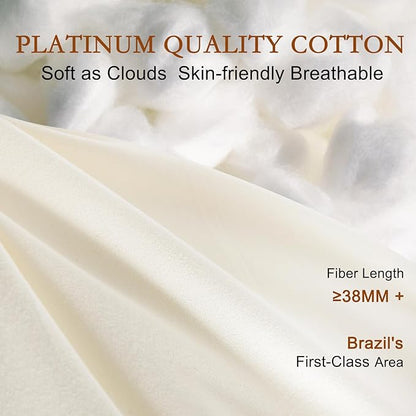 YOUR MOON Organic Wool Pillow King Size Set of 2, Soft Support Bed Pillows for Sleeping, Natural Wool & Down Alternative Filling, Luxury Hotel Quality Pillows,100% Cotton Cover (Off White)