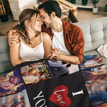 Yoke Style Ships Next Day - Printed in USA, I Love You Custom Blanket with Picture for Couples, Personalized Photo Blanket Valentine's Day Gifts for Girlfriend, Boyfriend, Wife, Husband