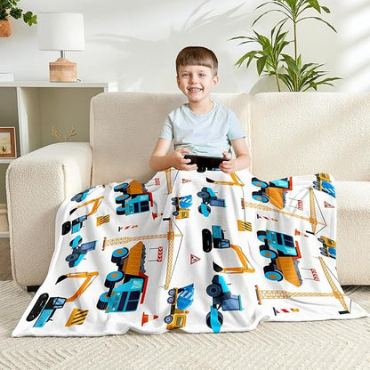 Construction Truck Blankets for Boys and Girls Cute Truck Blanket for Sofa Couch Bed Truck Blanket for Children Kids Boys Teens for Birthday Choice.