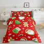 Erosebridal Santa Claus Comforter Set Full,Cute Gingerbread Man Bedding for Kids Child Teens,Cartoon Christmas Tree Snowflake Comforter Sets,Red Green Xmas Duvet Insert with 2 Pillowcases