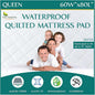 Queen Size Quilted Mattress Pad - Fitted Waterproof Mattress Protector, Pillow Top Mattress Topper, Premium Quality Hypoallergenic Mattress Cover