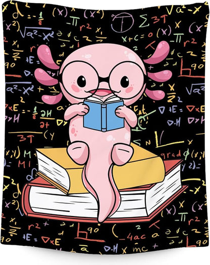 Axolotl Blanket - Reading Blankets for Toddler/Kids/Teens - 40x50 Inch Soft Flannel Daughter Gifts Throw for Couch Office