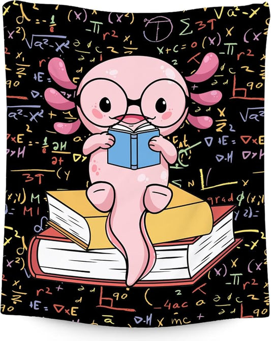 Axolotl Blanket - Reading Blankets for Toddler/Kids/Teens - 40x50 Inch Soft Flannel Daughter Gifts Throw for Couch Office