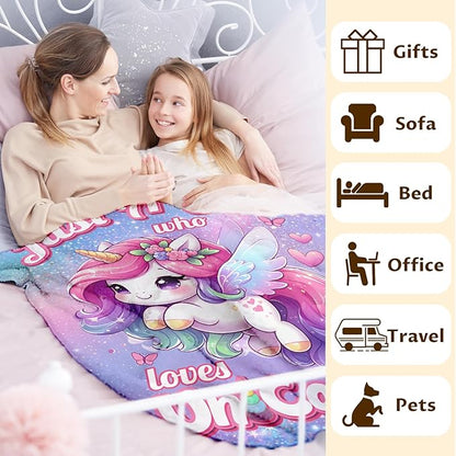 Unicorn Blanket, Kids Blanket, Glitter Sparkles Unicorn, 50 x 40 Inches Unicorn Blanket for Girls Adults, Cool Soft Cozy Fuzzy Blanket for Bed Bedding Room, Travel, Sofa, Camping