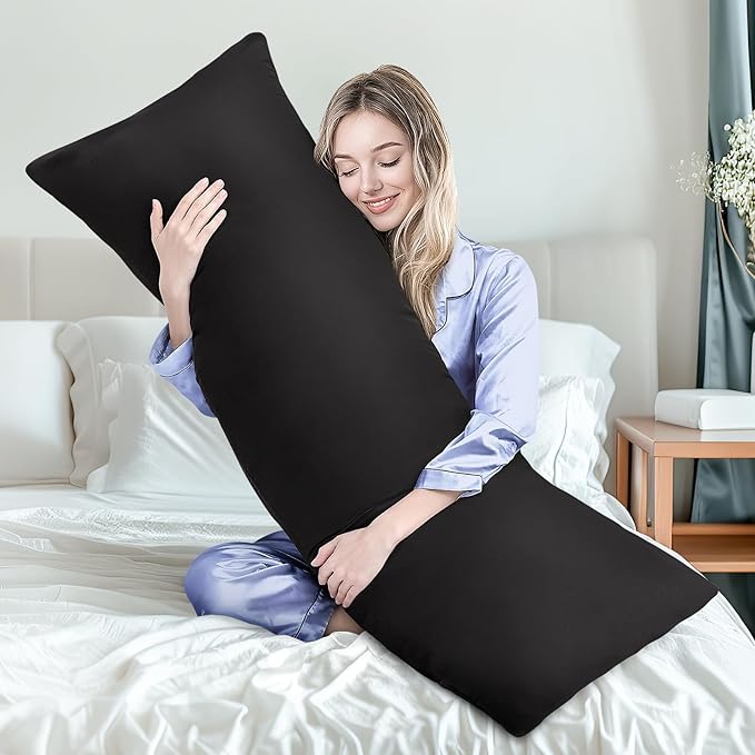 MAGIC ELEPHANT Body Pillow, Memory Foam Body Pillow for Adults, Long Pillow for Bed and Sleeping, Full Long Bed Pillow Insert with Cover (Black, 20x54 Inch)