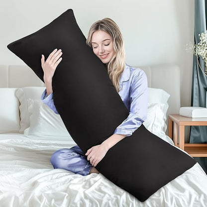 MAGIC ELEPHANT Body Pillow, Memory Foam Body Pillow for Adults, Long Pillow for Bed and Sleeping, Full Long Bed Pillow Insert with Cover (Black, 20x54 Inch)