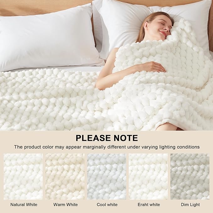Heated Throw Blanket - Fast Heating 3D Jacquard Electric Heated Blanket, Cozy Heating Blanket with 6 Heating Settings & 4 Hours Auto-Off, 50"x60", White