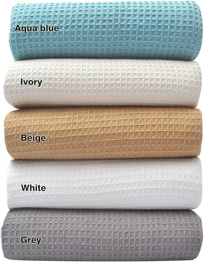 Tex Trend 100% Cotton Blankets King Size – Durable and Versatile Waffle Weave Blankets for Christmas with Year Round Coziness – Breathable & Lightweight - Light Grey (90”x108”)