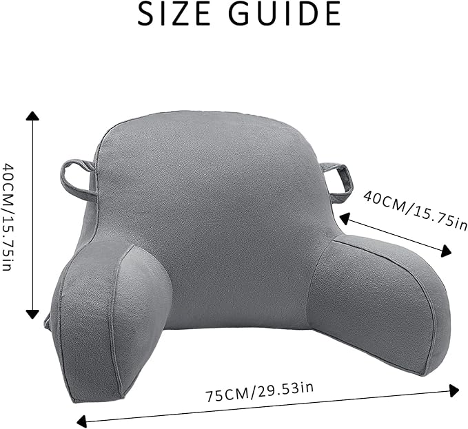 LiveGo Reading Pillow for Kids, Velvet Back Support Cushion for Sitting Up in Bed Adults, Kids Cuddle Cushion with Arms & Backrest Support Pillow for Teen Boys Girls Reading Bed Rest