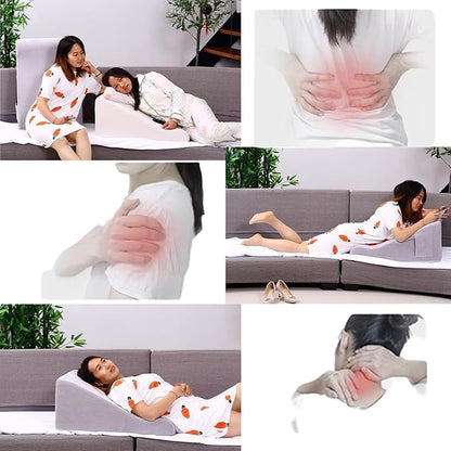Bed Reading Pillow - Sofa Bed Wedge Pillow - Post-Op Recovery Backrest Pillow - Working Lumbar Support Reading Pillow with Removable Pillowcase Light Grey 27x20x12in