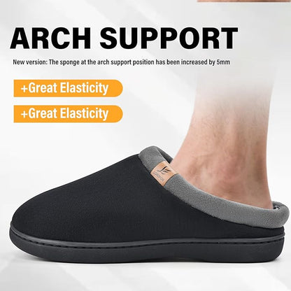 Memory Foam Mens Slippers Slip-On Comfy House Slippers for Men Indoor Outdoor Non-Slip Warm Winter Men’s Bedroom Slippers Size